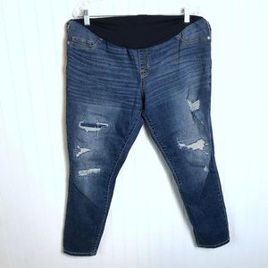 LIZ L Distressed Ankle Skinny Maternity Jeans L